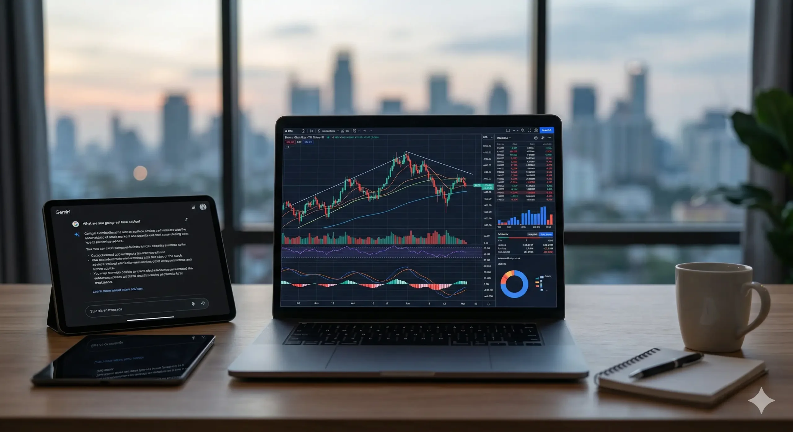 AI-based stock trading analysis on laptop screen