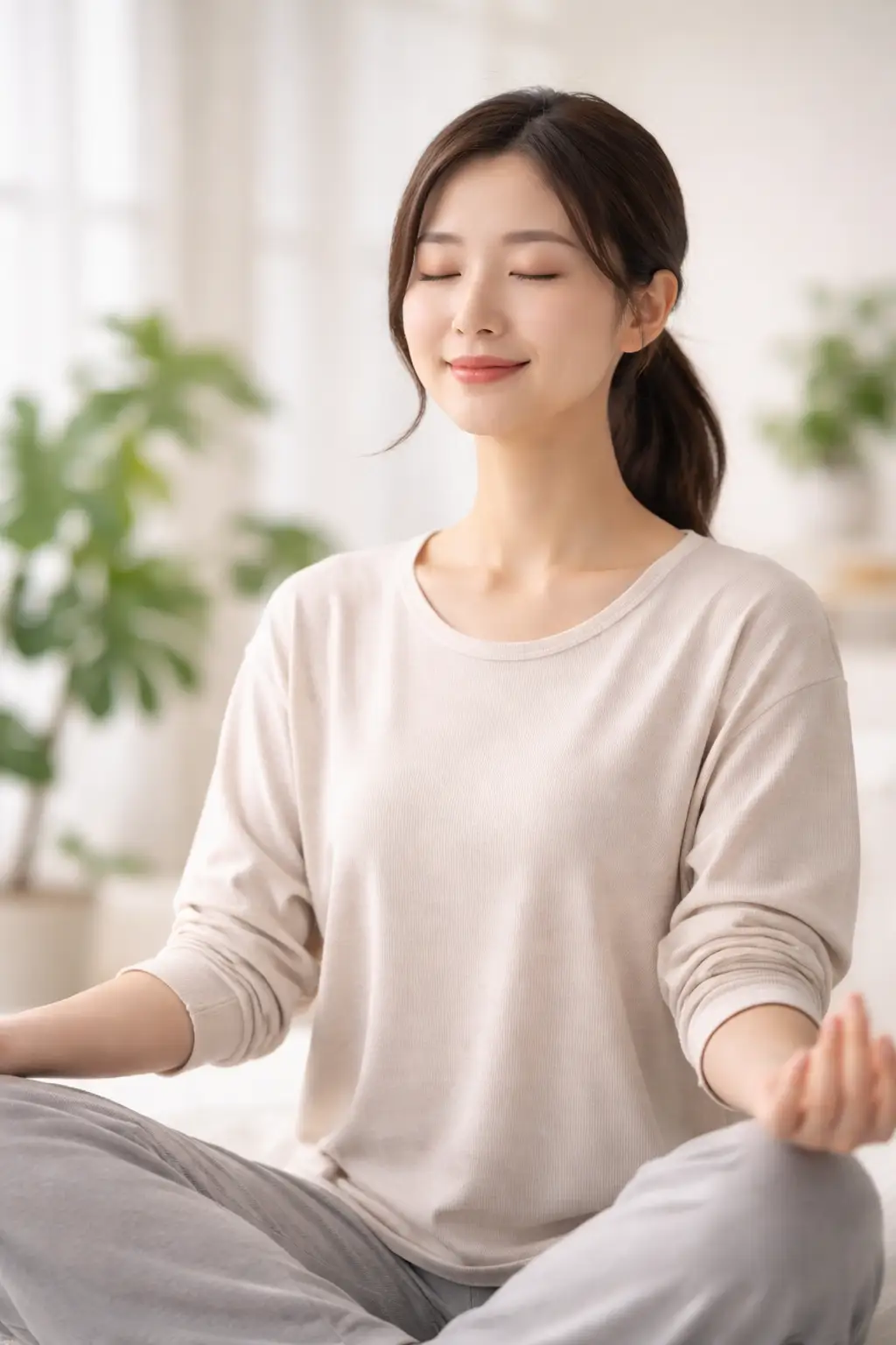 A professional financial and wellness concept image showing a person meditating